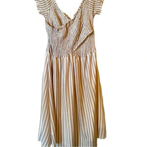 NWT Beach Sissi Unlined Short Sleeved Smocked Beach Swing Midi Dress